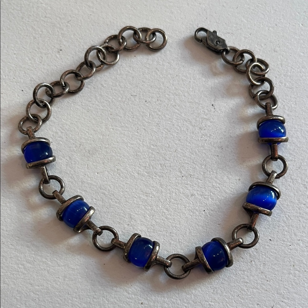 VINTAGE LAPIS STONE 925 silver  Bracelet
